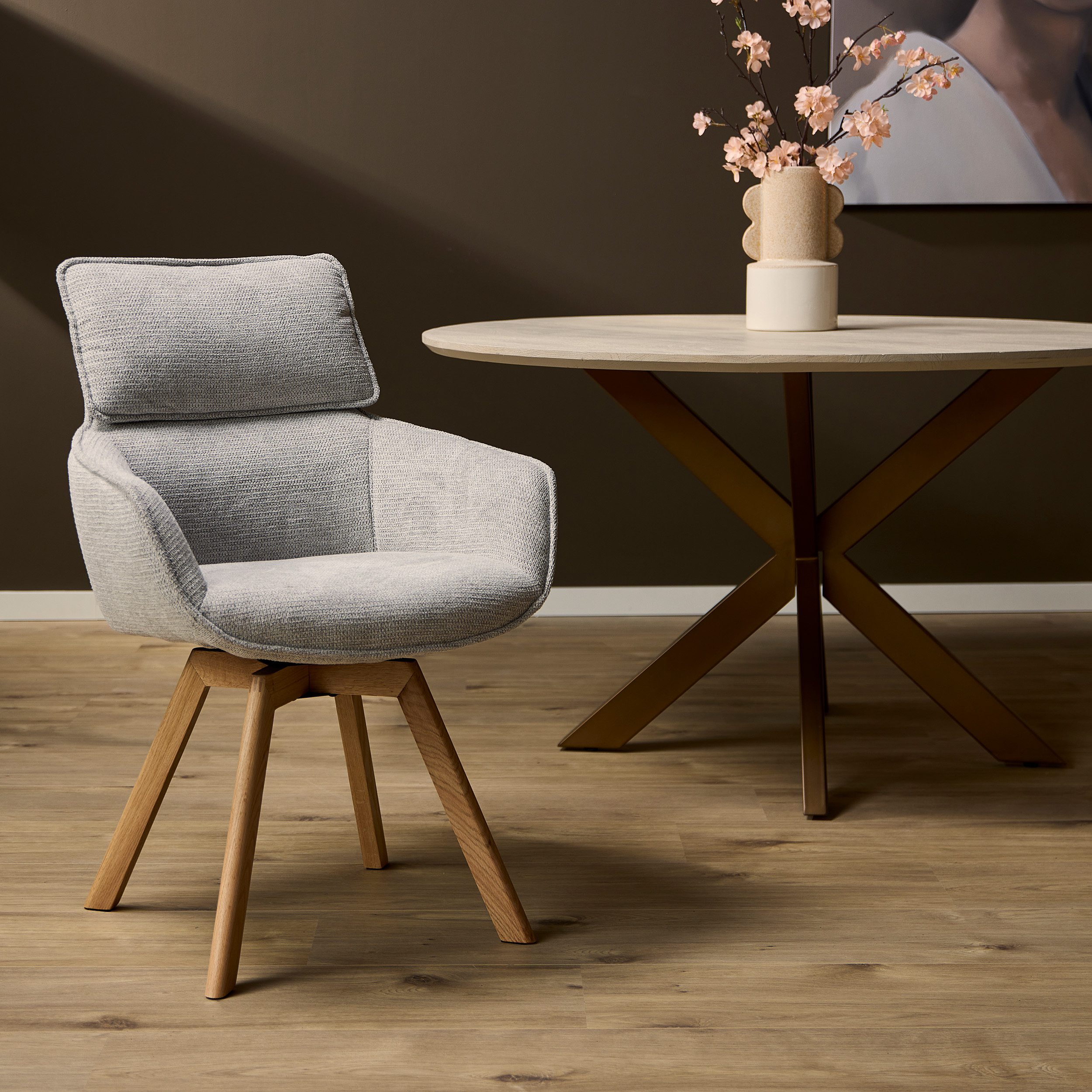Chaise de salle à manger pivotante Jona taupe