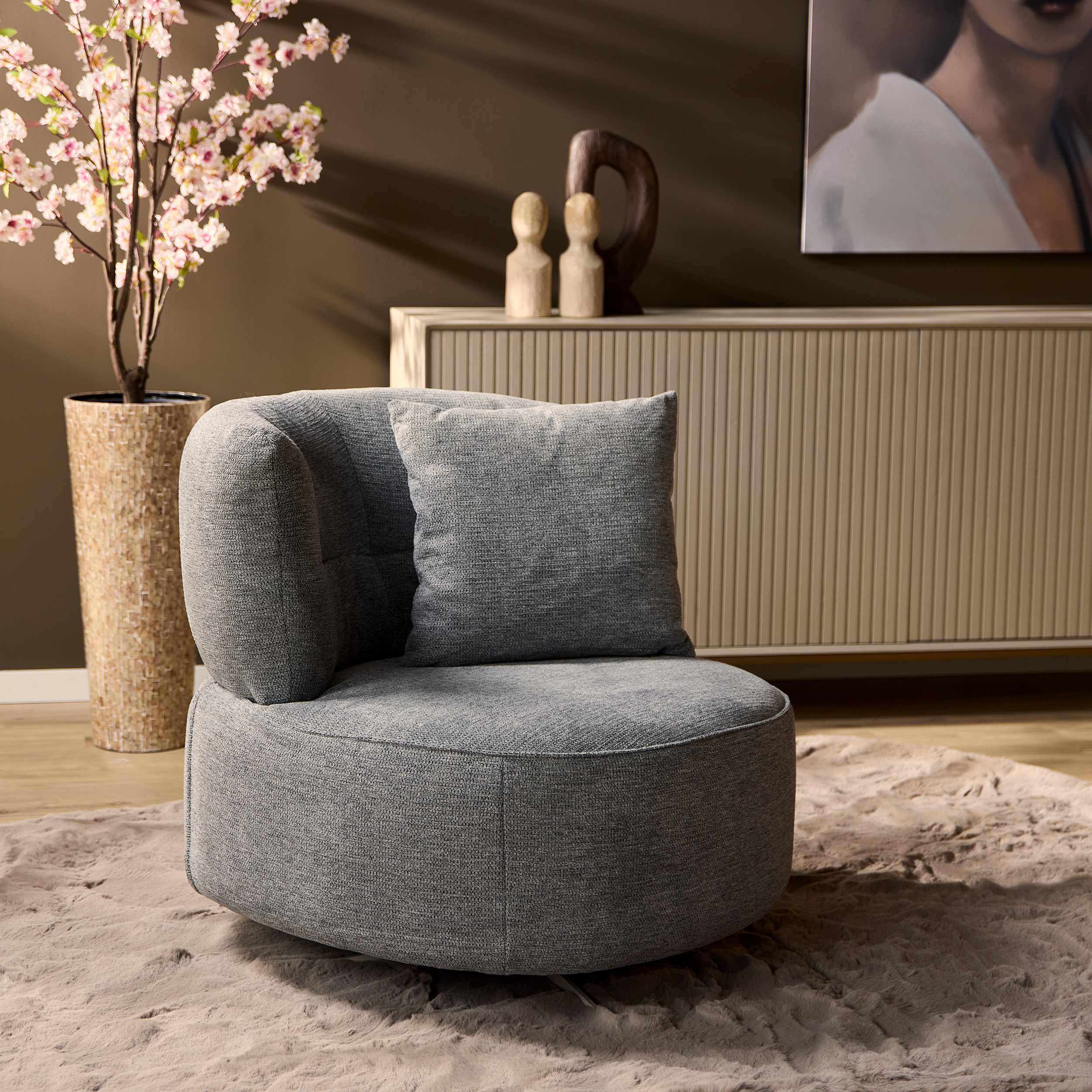 Fauteuil pivotant Fien gris