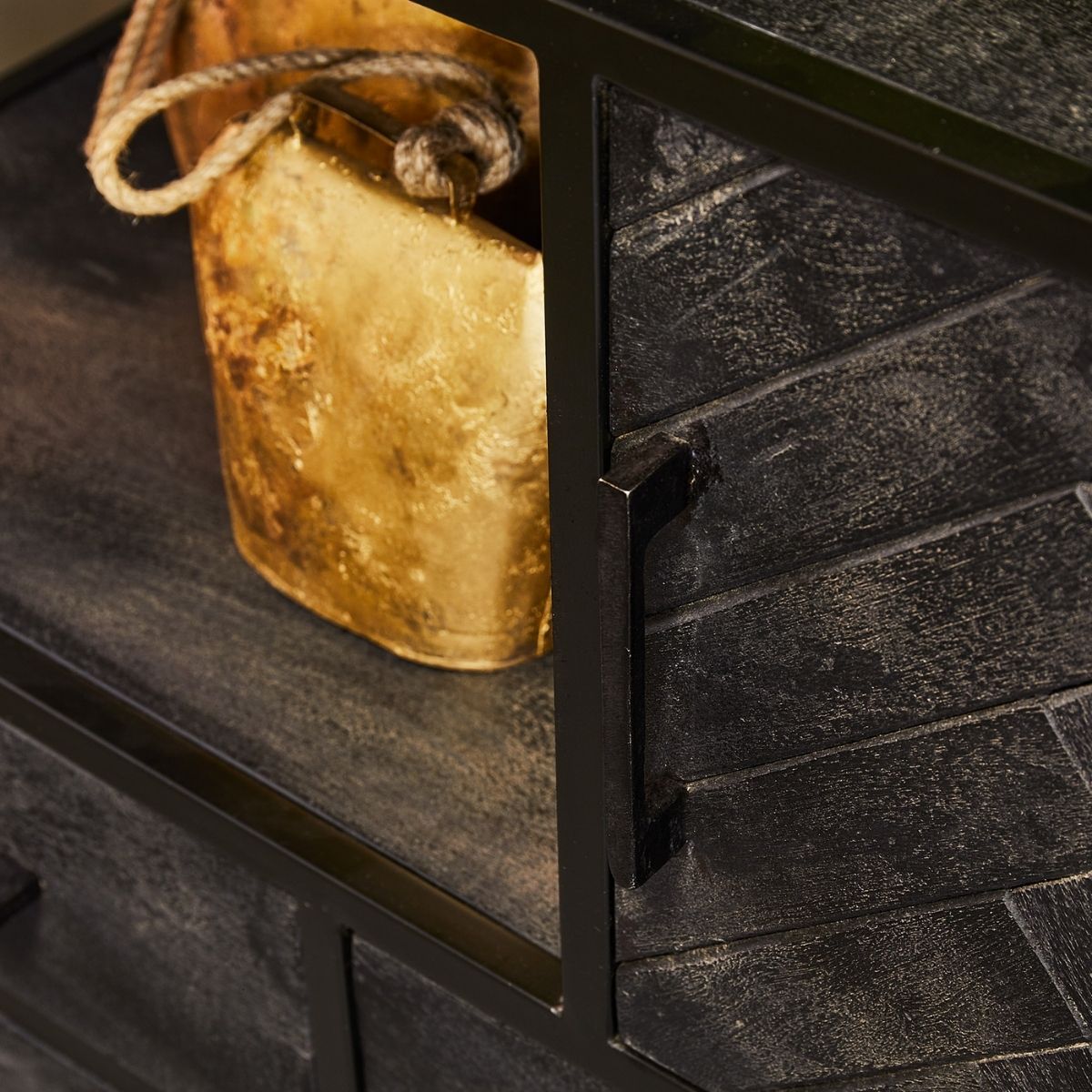 Bibliothèque New York en bois de manguier noir – 90 cm – Image 3