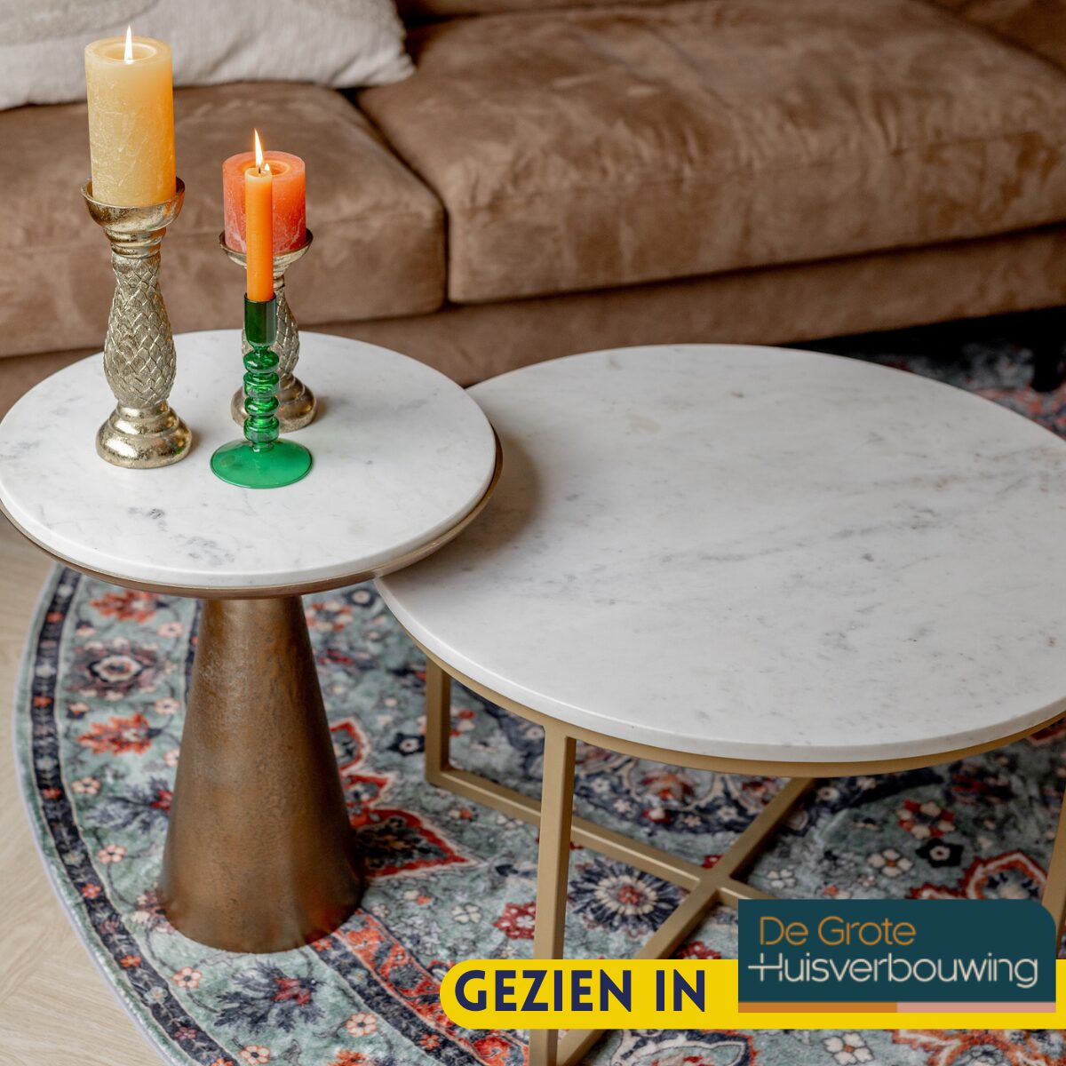 Table d’appoint Essy en marbre blanc/métal – 45 cm – Image 4