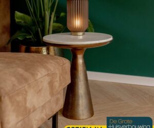 Alternative view of Table d’appoint Essy en marbre blanc/métal – 45 cm