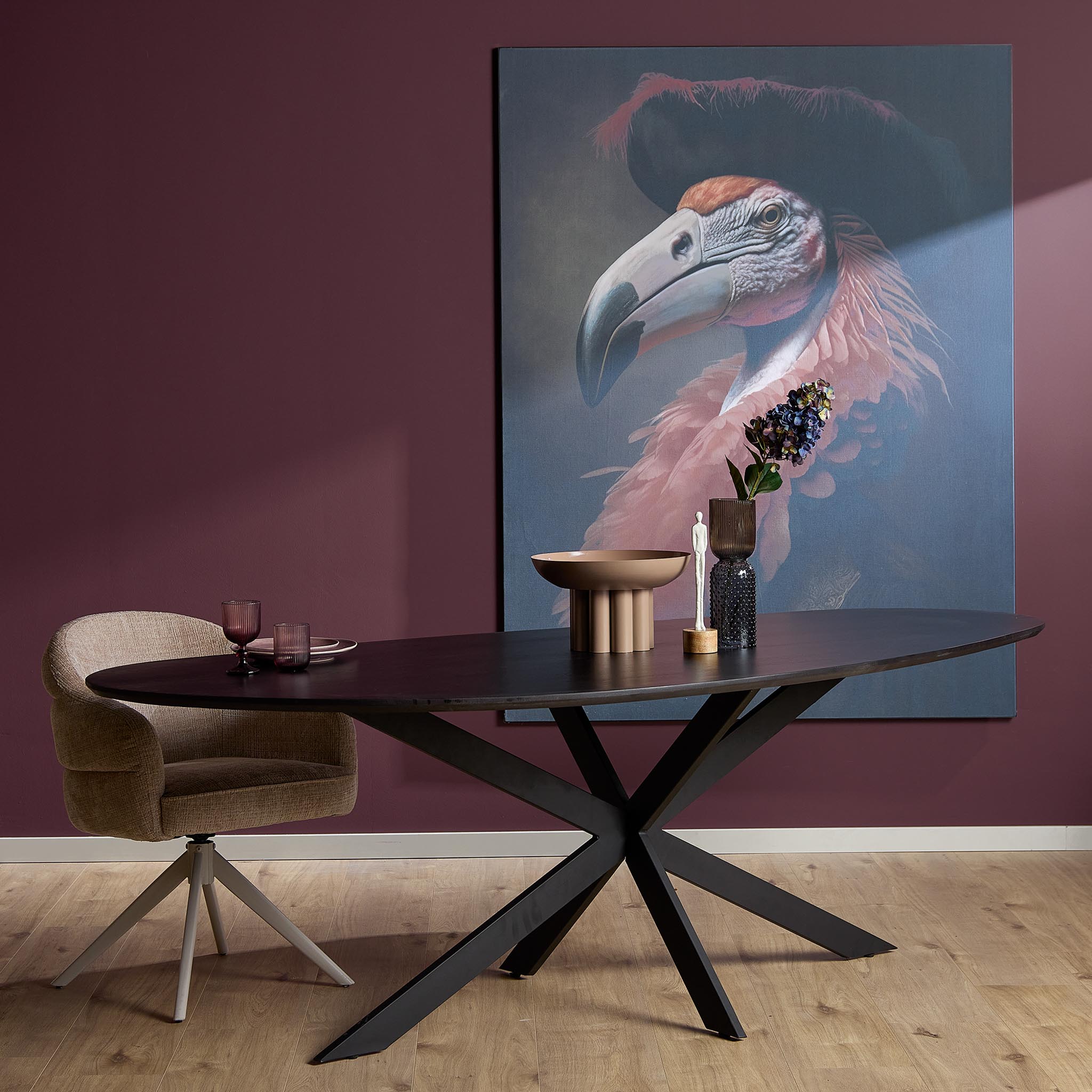 Table à manger organique Cloud en chêne noir – 240 cm