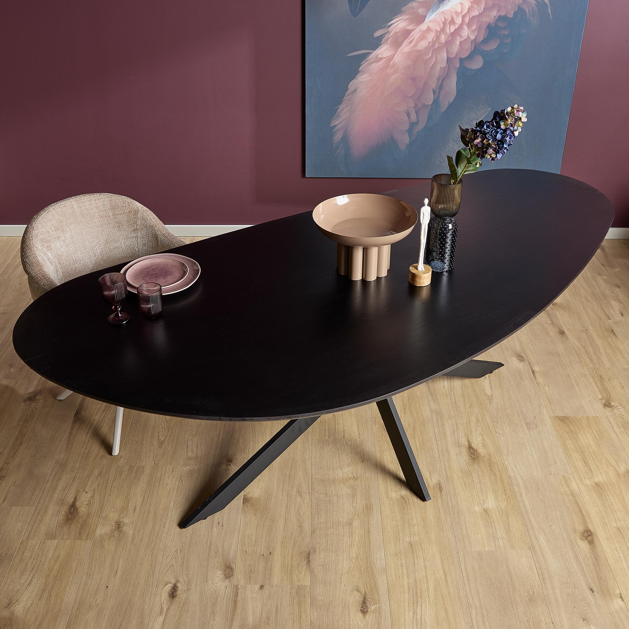 Table à manger organique Cloud en chêne noir – 240 cm – Image 2