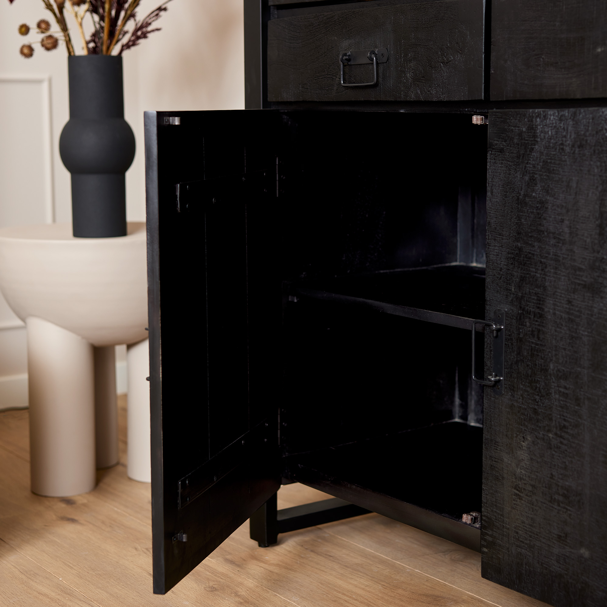Vitrine Boaz en bois de manguier noir – 115 cm – Image 5