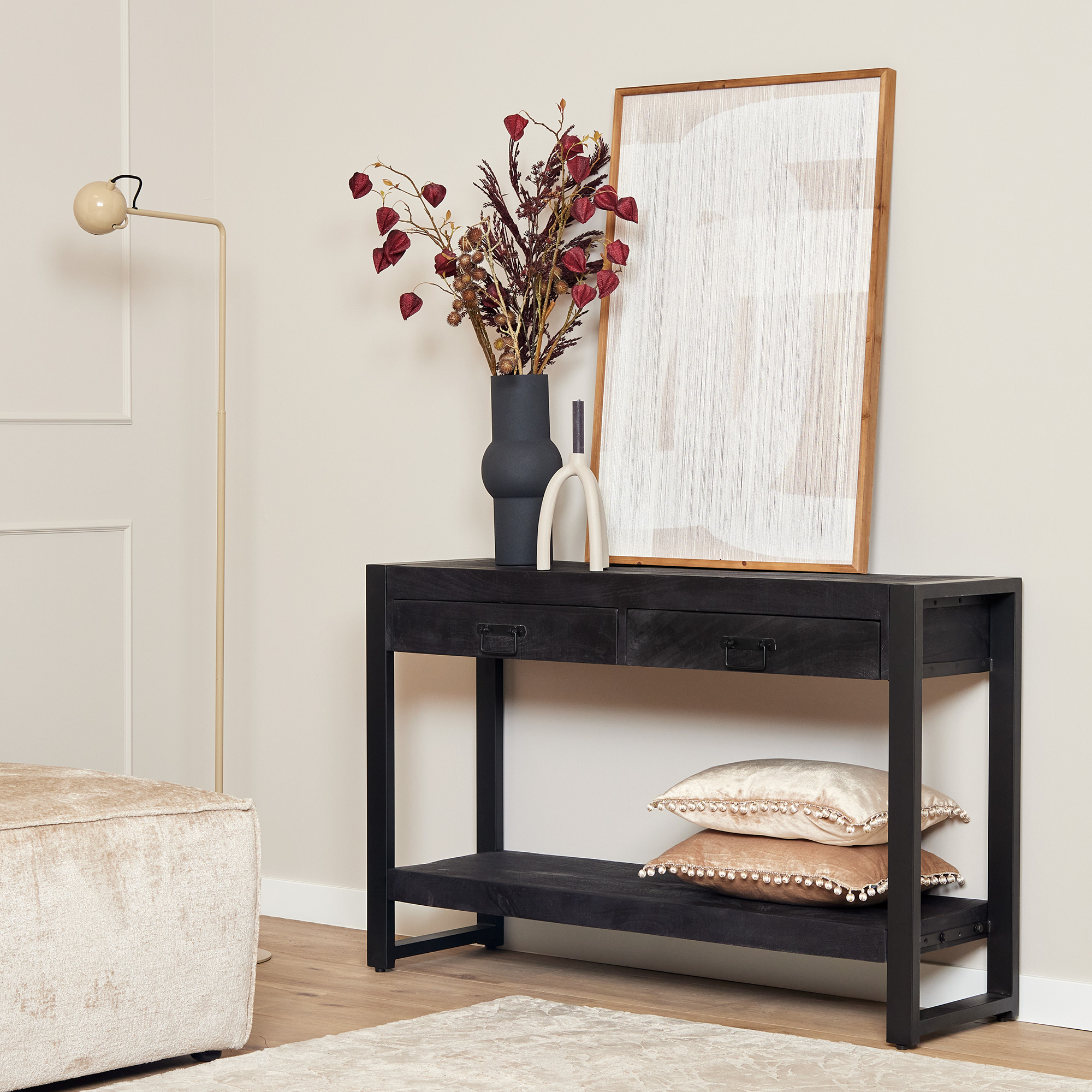 Console Boaz en bois de manguier noir – 120 cm