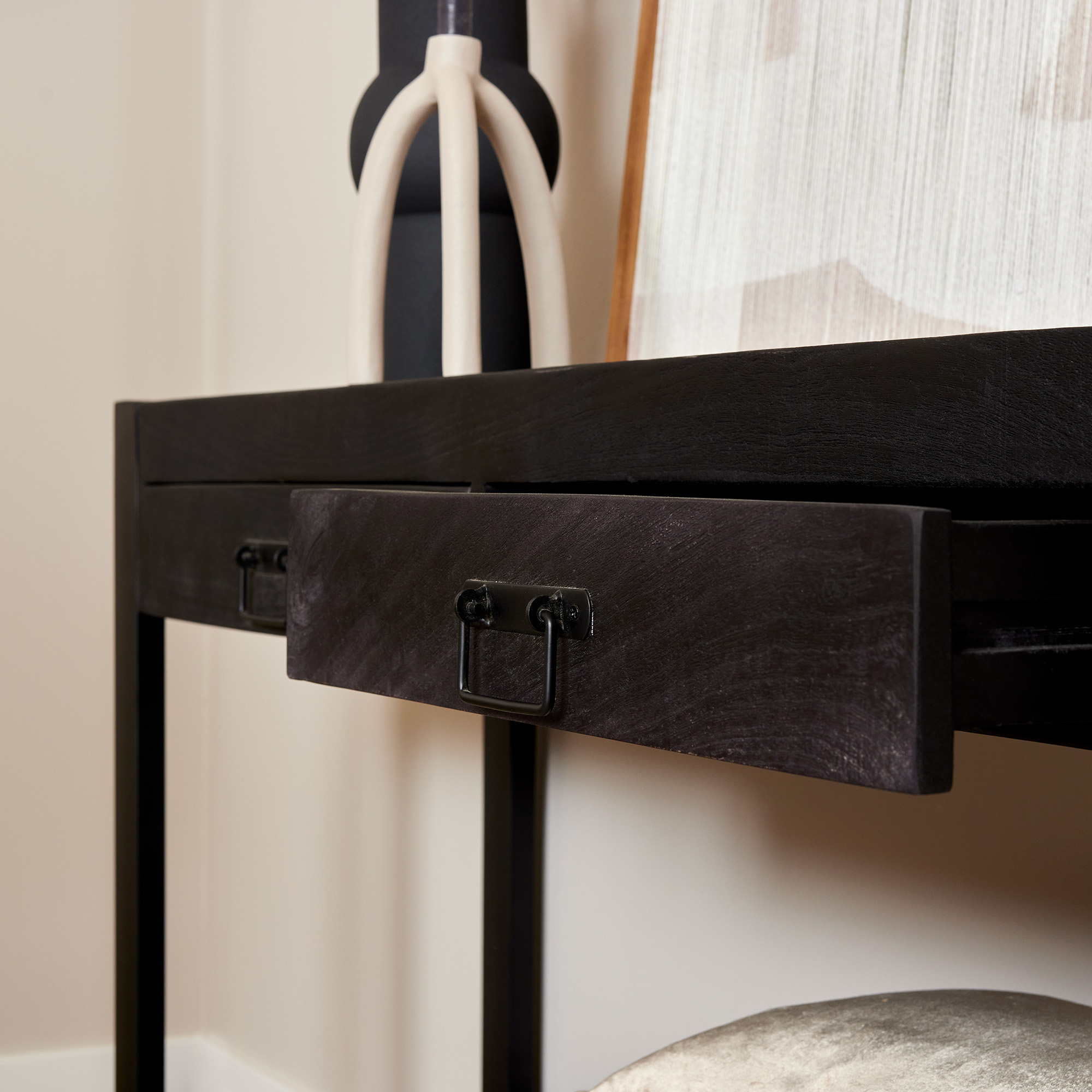 Console Boaz en bois de manguier noir – 120 cm – Image 2