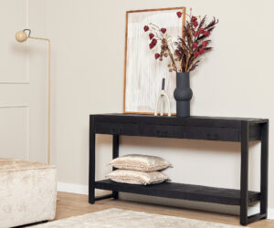 Console Boaz en bois de manguier noir – 150 cm