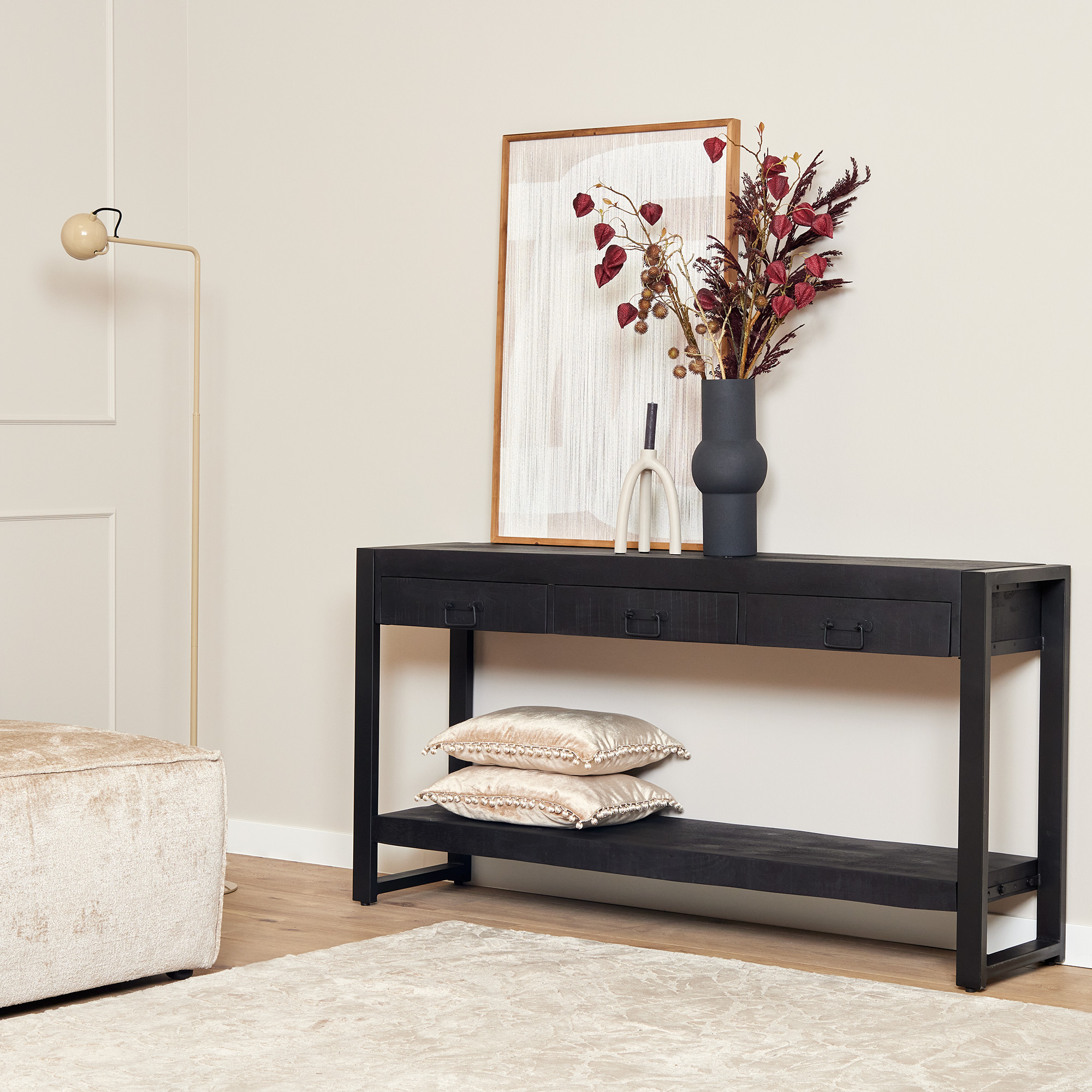 Console Boaz en bois de manguier noir – 150 cm
