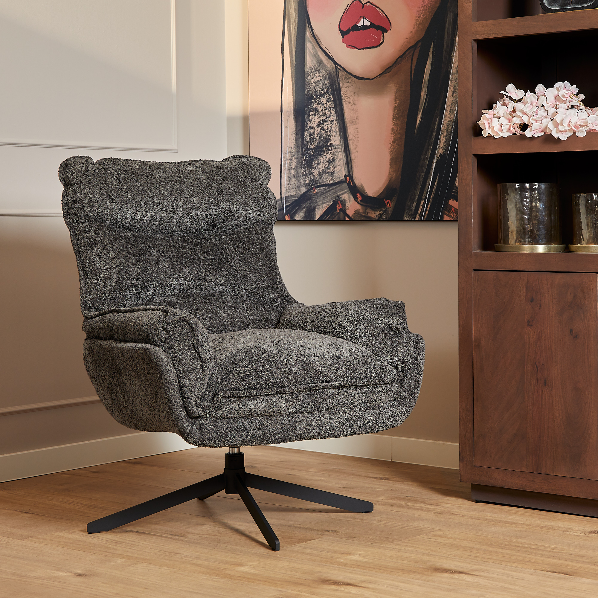 Fauteuil pivotant Vera gris foncé